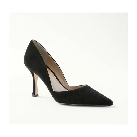 Escarpins Ann Taylor Loft - Suède Noir Avec Bordure Or - Taille 8.5 M - Portés 2 Fois